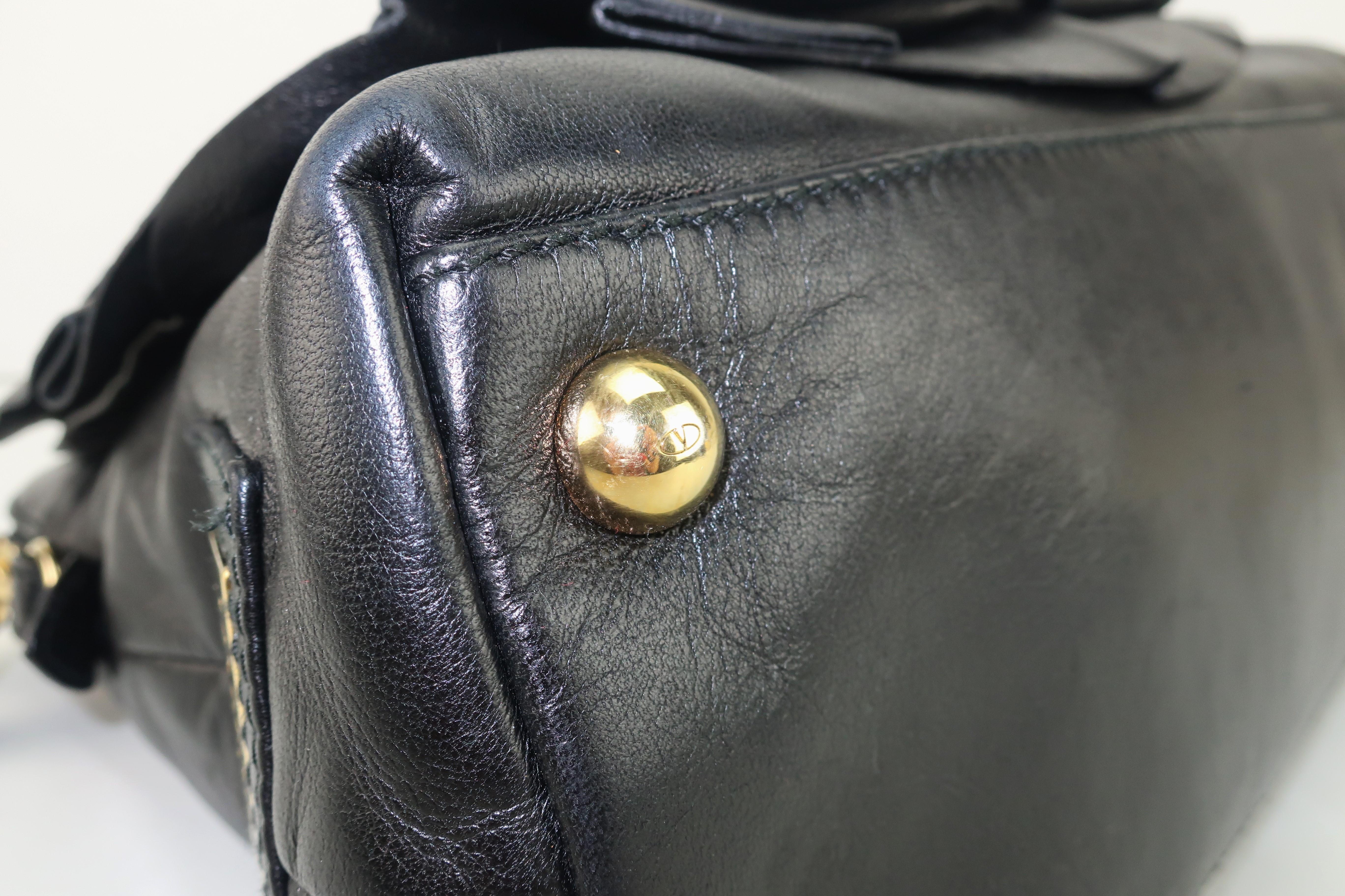 Valentino Garavani Black Leather Petale Dome Handbag 3