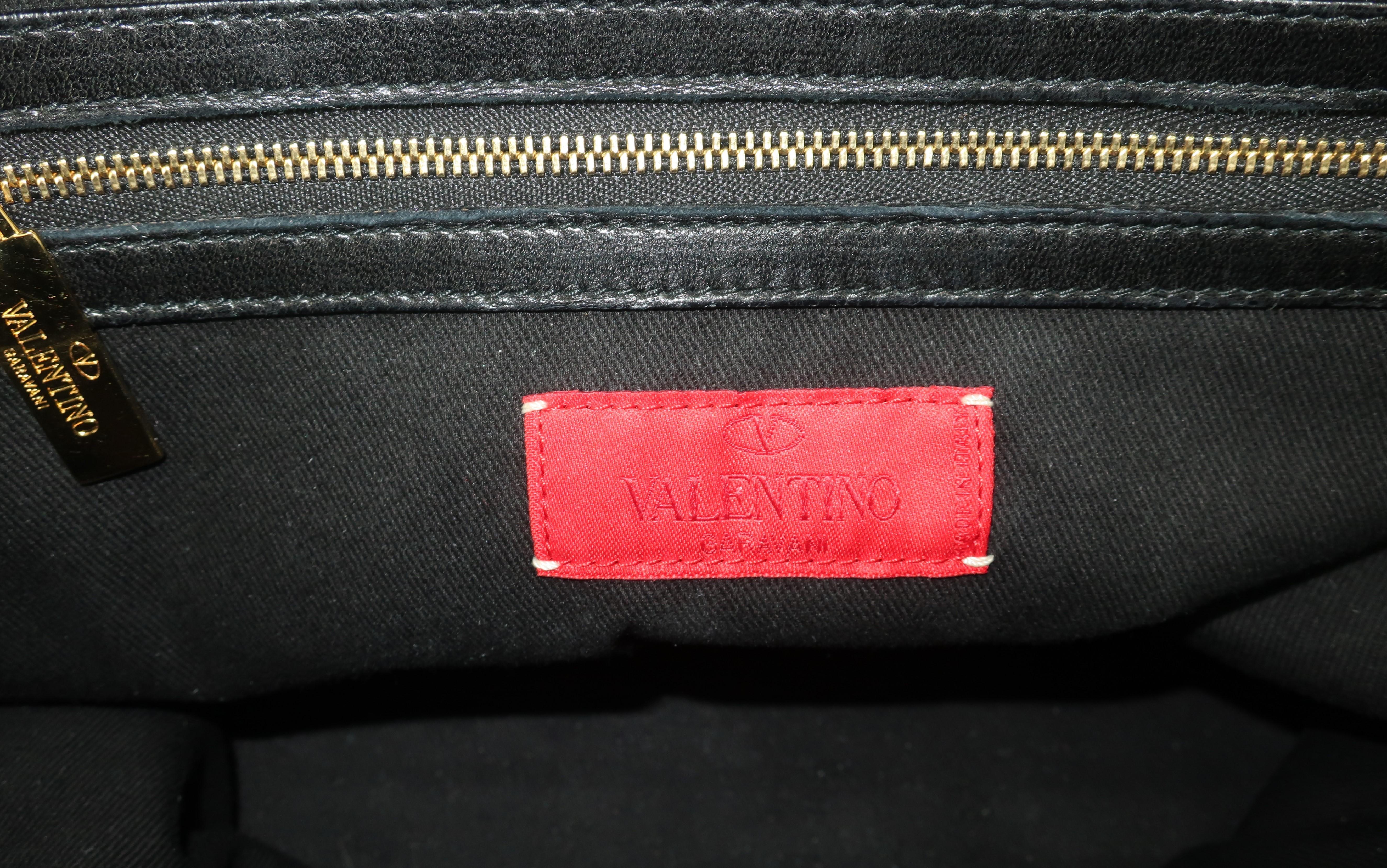 Valentino Garavani Black Leather Petale Dome Handbag 5