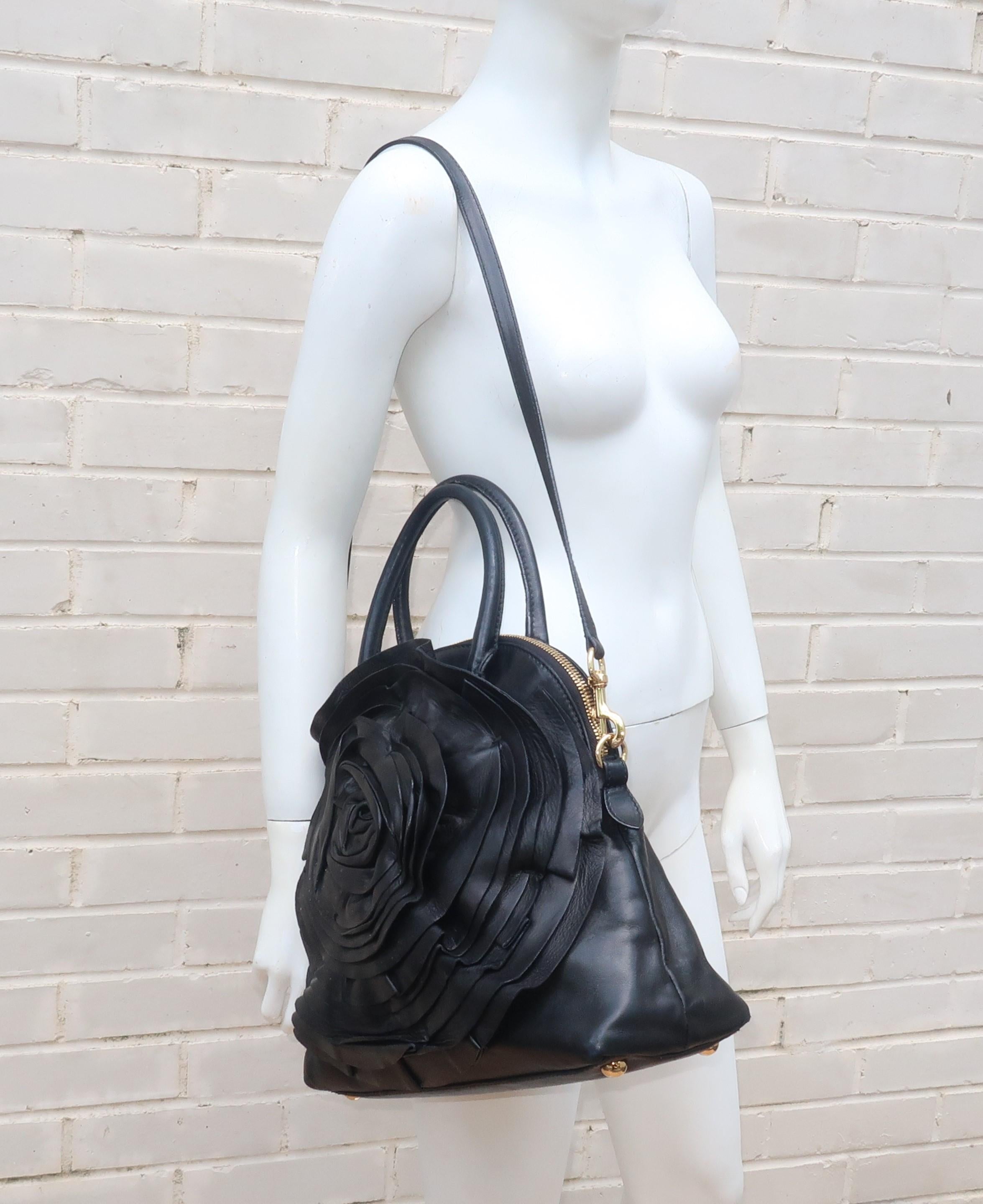 Valentino Garavani Black Leather Petale Dome Handbag 11