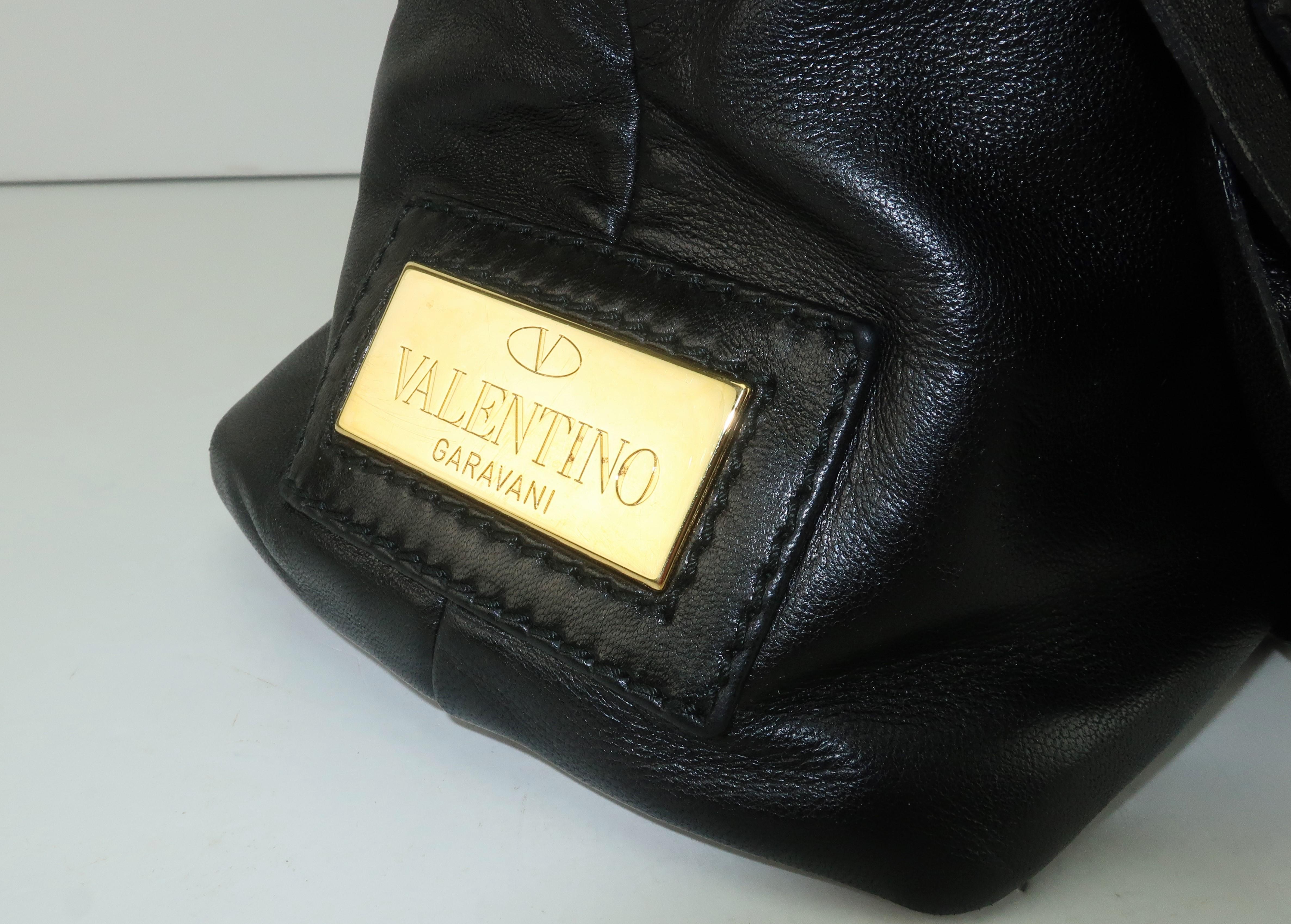 Valentino Garavani Black Leather Petale Dome Handbag 1