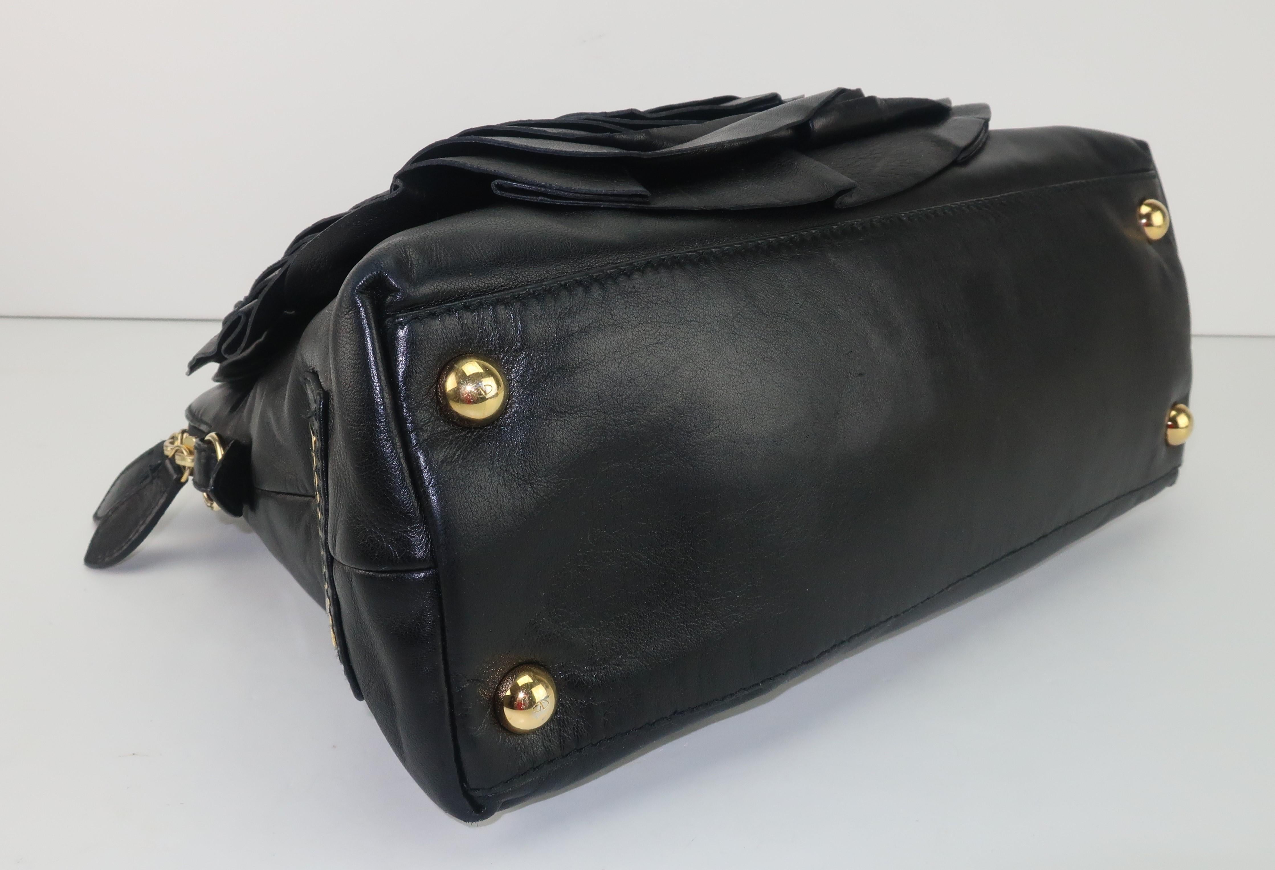 Valentino Garavani Black Leather Petale Dome Handbag 2