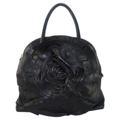 Valentino Garavani Black Leather Petale Dome Handbag