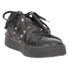 Valentino Garavani Black Leather Rock Stud Trainers Size IT 38