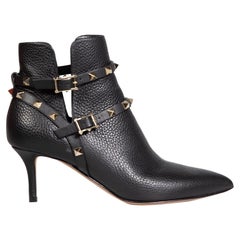Valentino Garavani Bottes de cheville Rockstud en cuir noir Taille IT 36.5