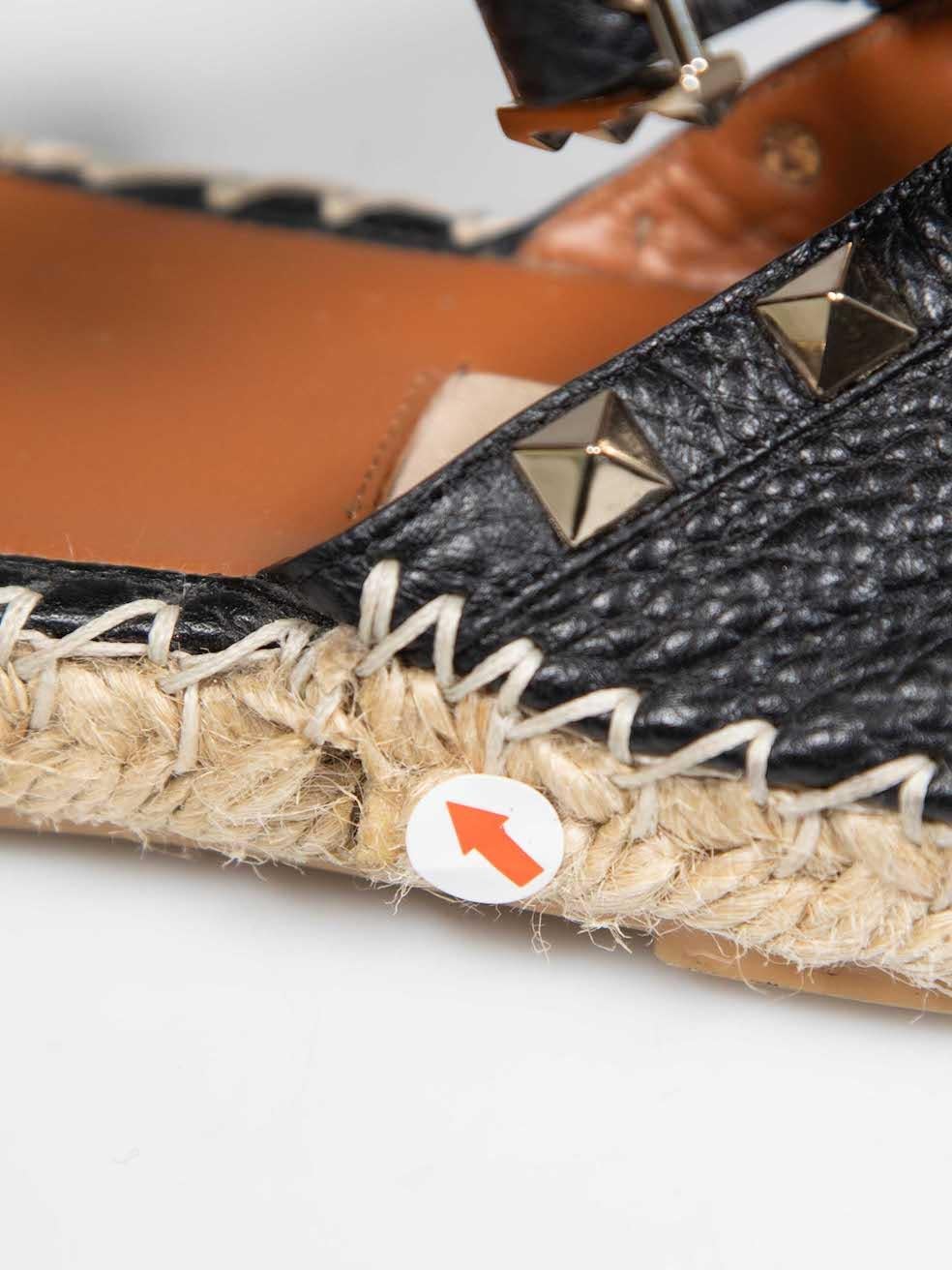 Valentino Garavani Black Leather Rockstud Espadrilles Size IT 37 1