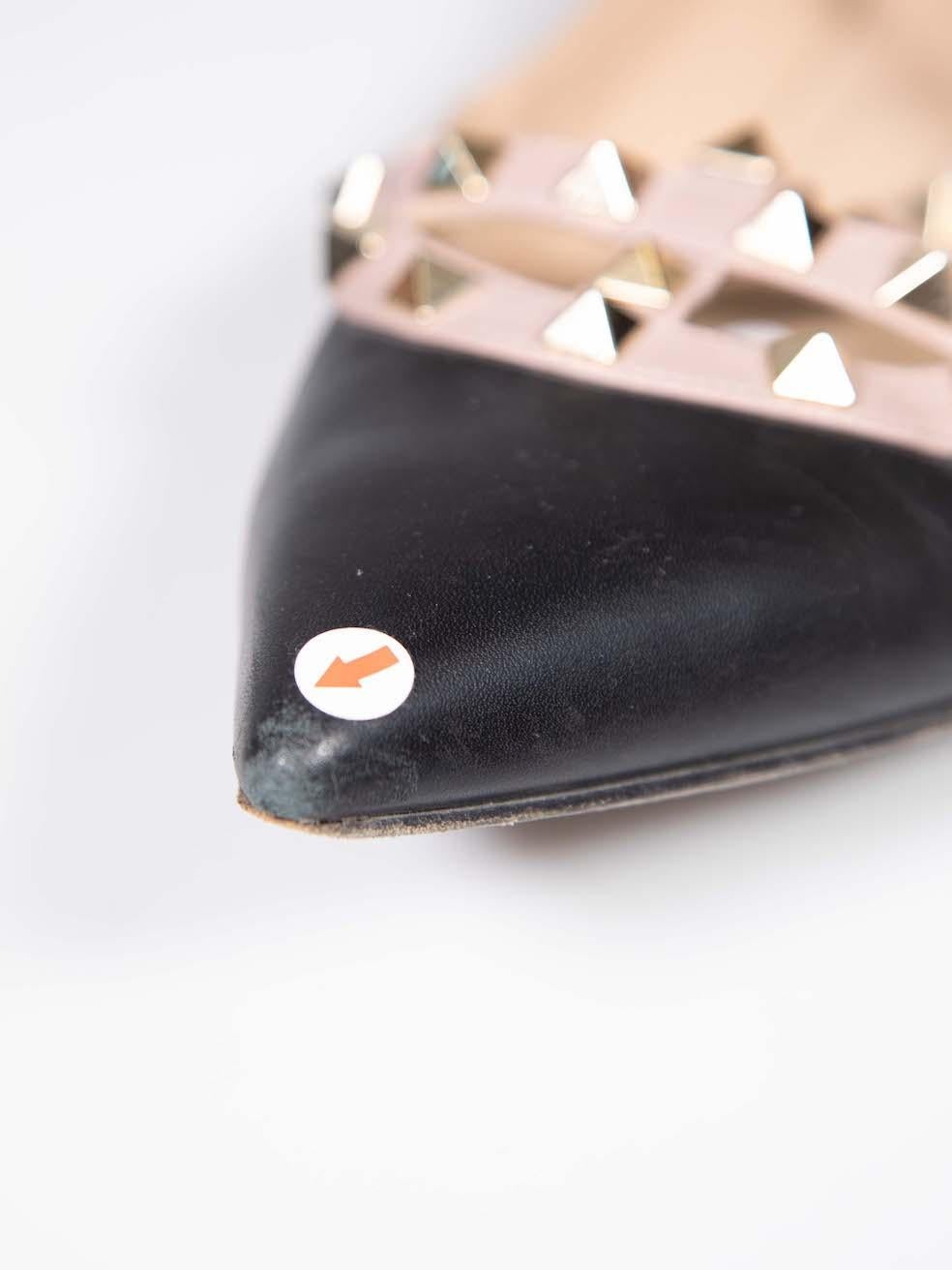 Women's Valentino Garavani Black Leather Rockstud Flats Size IT 42