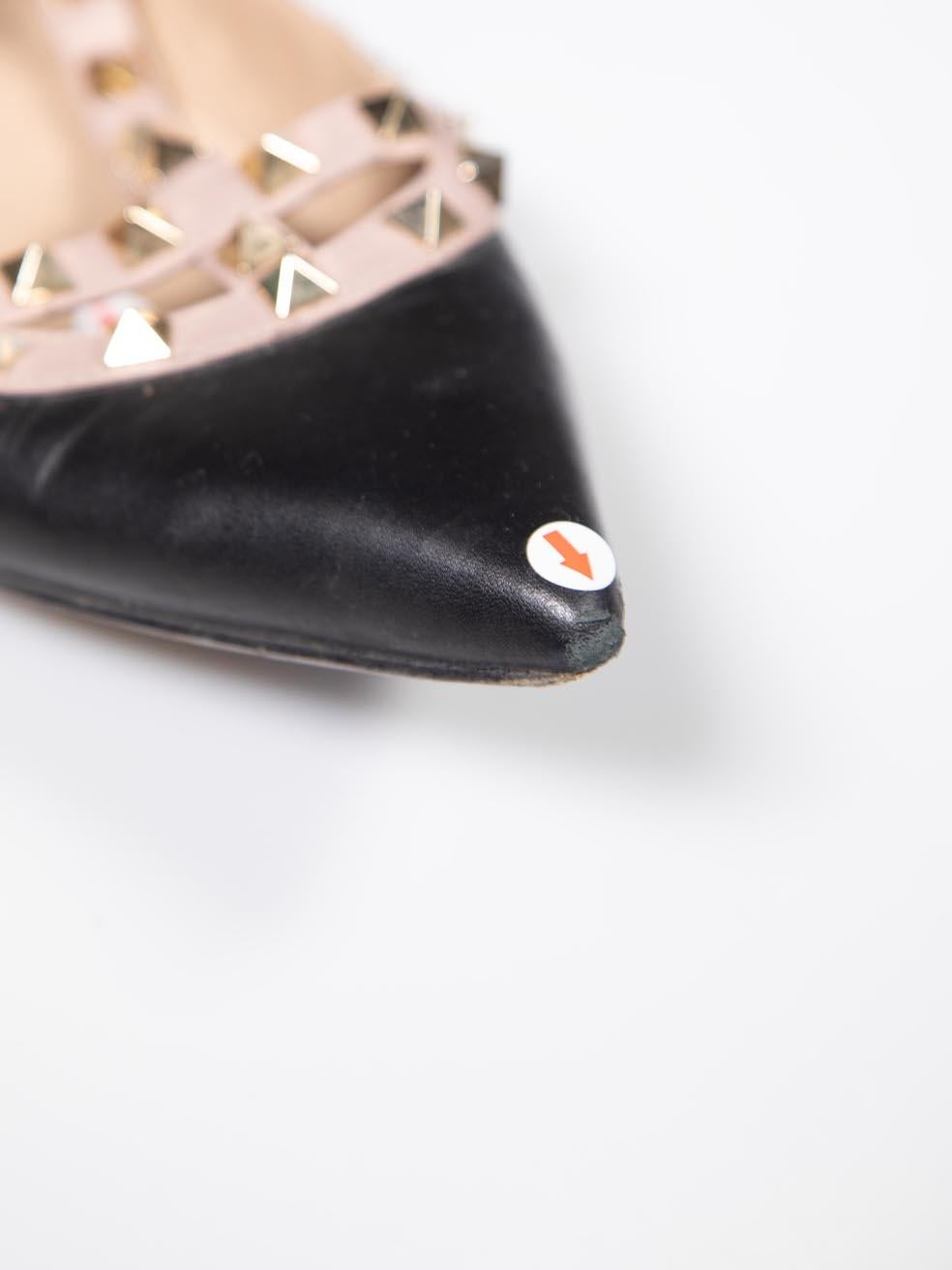 Valentino Garavani Black Leather Rockstud Flats Size IT 42 1