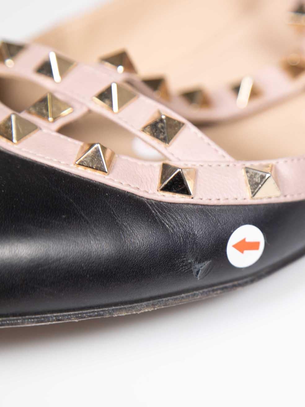Valentino Garavani Black Leather Rockstud Flats Size IT 42 2