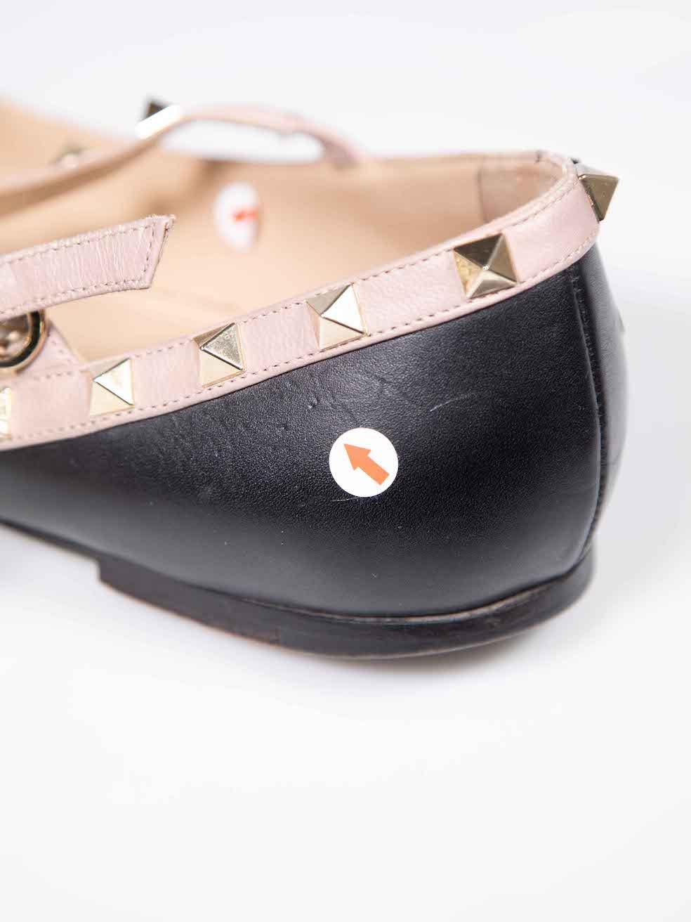 Valentino Garavani Black Leather Rockstud Flats Size IT 42 3