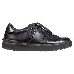 Valentino Garavani Black Leather Rockstud Trainers Size IT 39.5