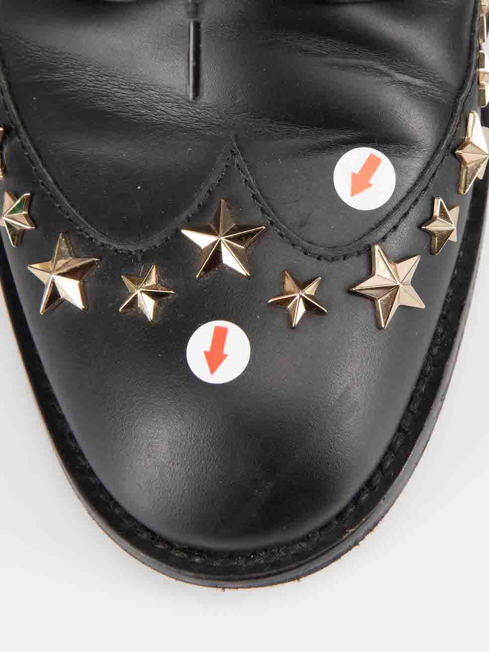 Valentino Garavani Black Leather Star Studded Oxfords Size IT 37.5 For Sale 3
