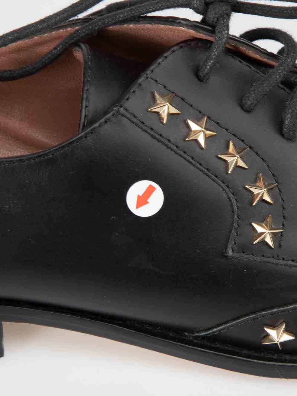 Valentino Garavani Black Leather Star Studded Oxfords Size IT 37.5 For Sale 4
