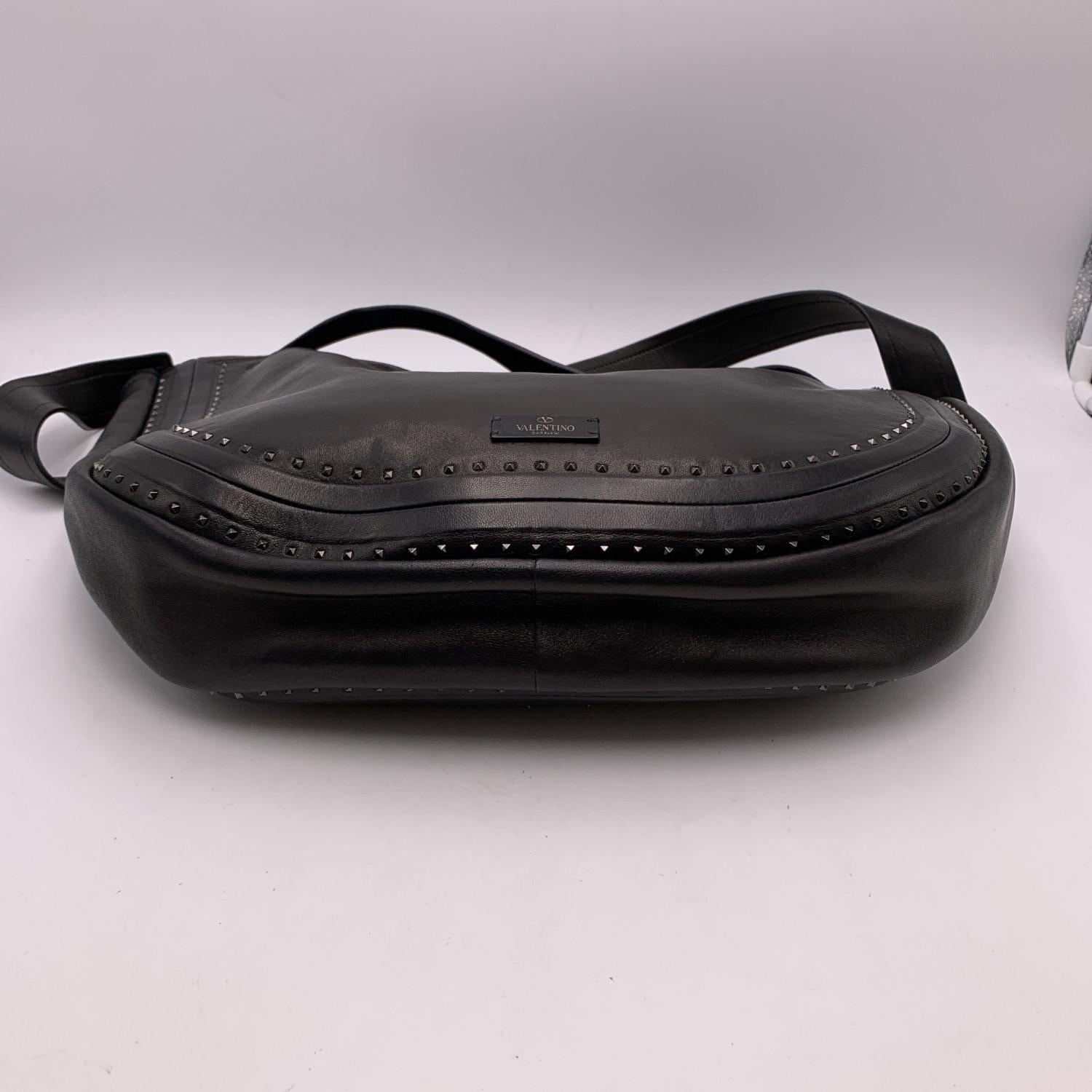 Women's Valentino Garavani Black Leather Studded Slouchy Style Tote Bag