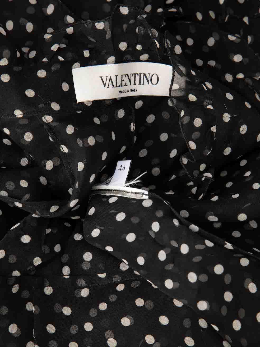 Valentino Garavani Black Polkadot Ruffle Trim Sheer Blouse Size L For Sale 1