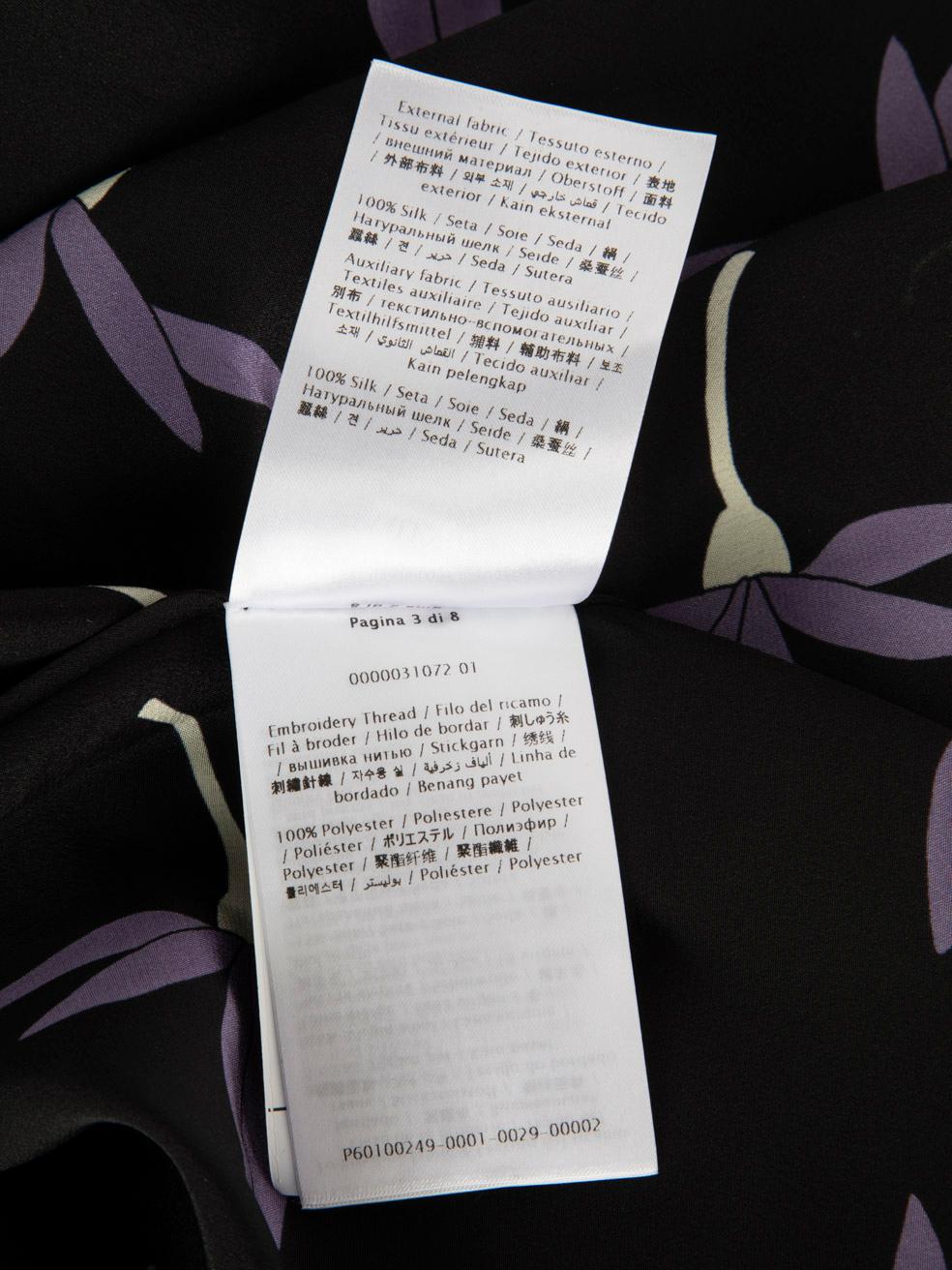 Donna Valentino Garavani Camicia floreale in seta nera e viola taglia S in vendita