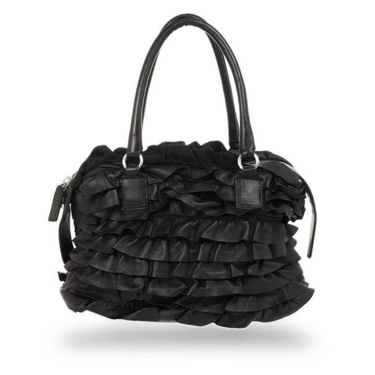 Valentino Garavani Black Ruffled Small Satchel For Sale at 1stDibs |  valentino ruffle bag