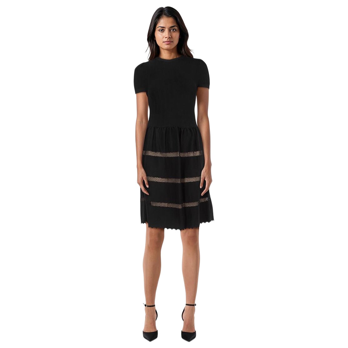 Valentino Garavani Black Short Sleeve Knee Length Dress Size XS