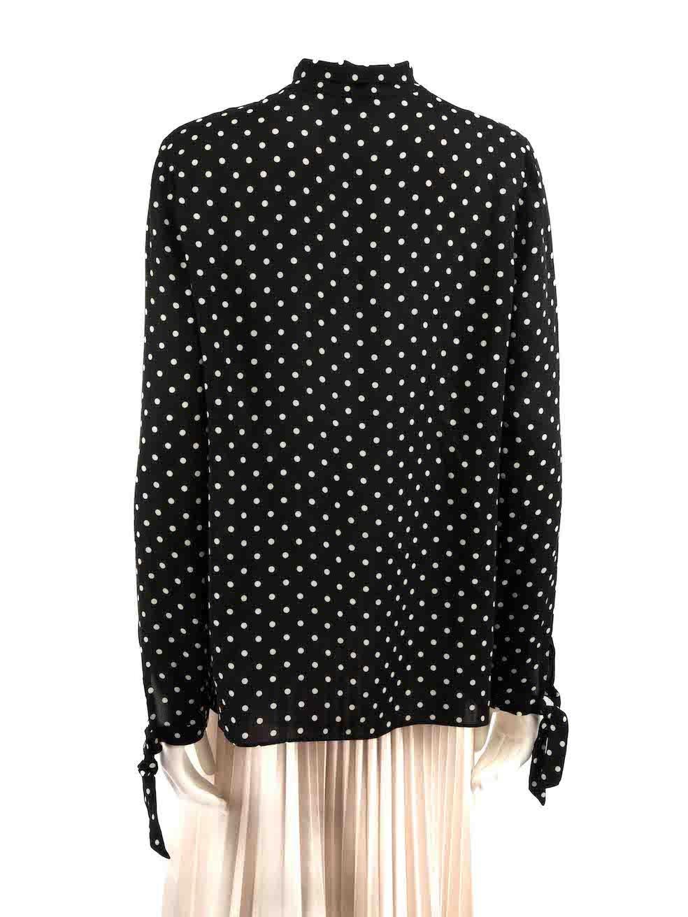Valentino Garavani Black Silk Polka Dots Blouse Size XL In Good Condition For Sale In London, GB