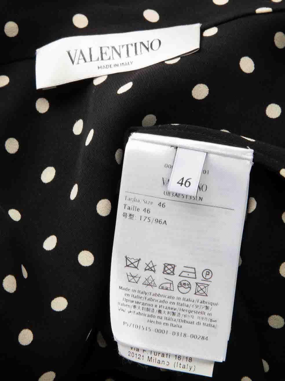 Valentino Garavani Black Silk Polka Dots Blouse Size XL For Sale 2
