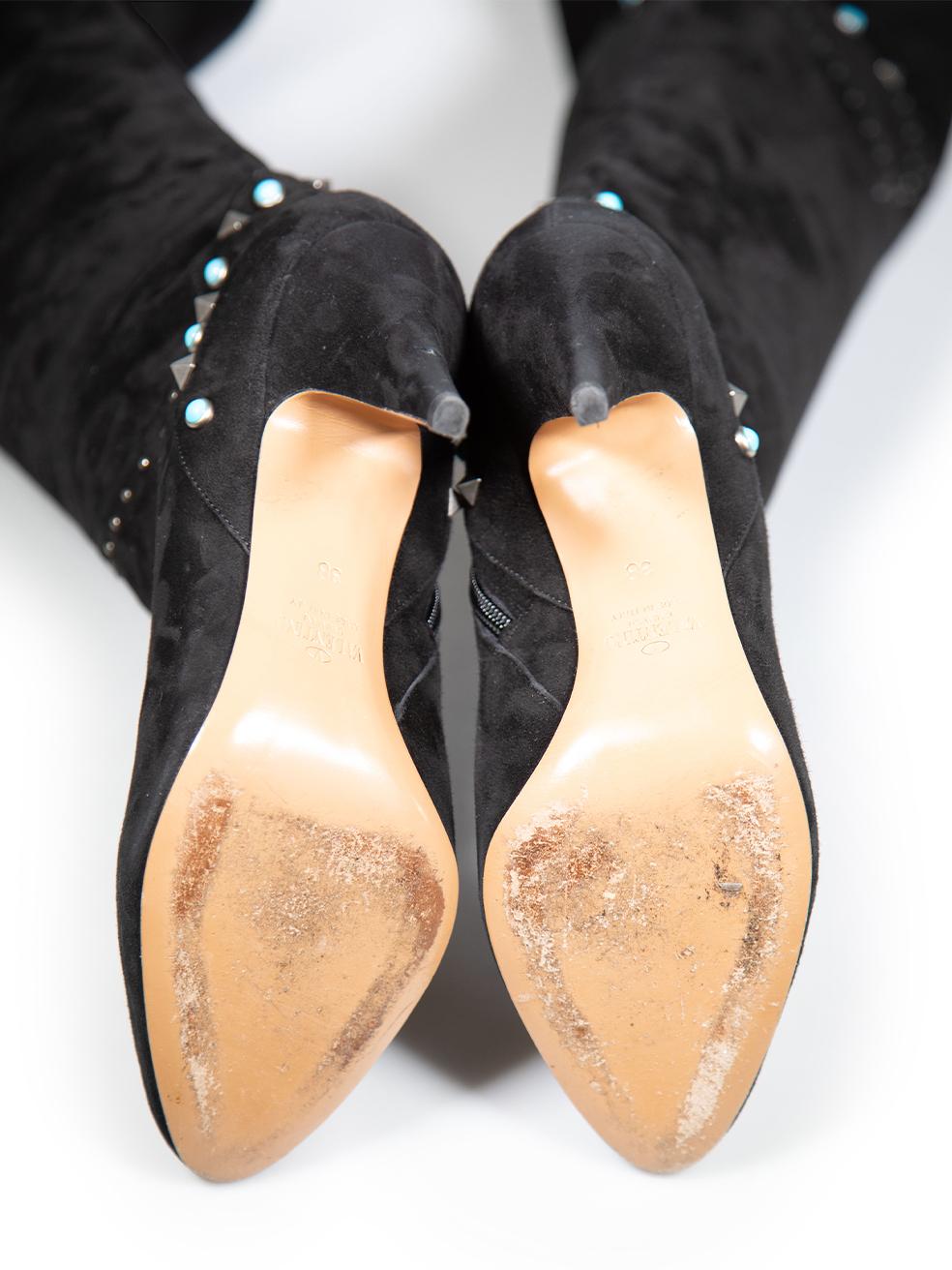 Valentino Garavani Bottes Rockstud en daim noir Taille IT 38 Bon état - En vente à London, GB
