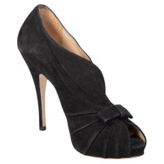 Valentino Garavani Black Suede Peep Toe Bow Heels Size IT 36