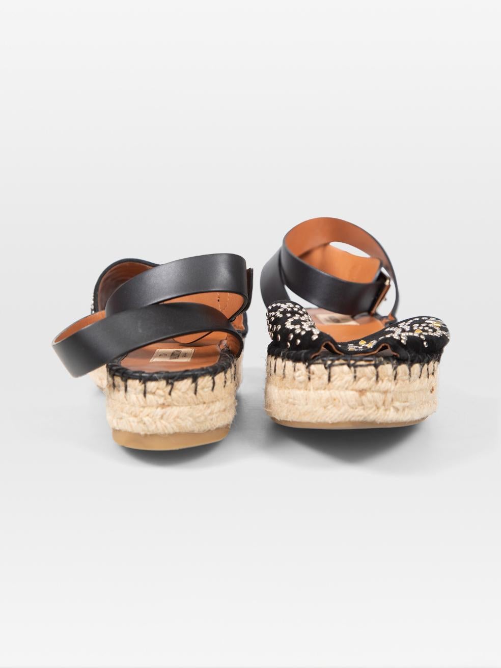 Beige Valentino Garavani Black Suede Studded Espadrilles Size IT 38 For Sale