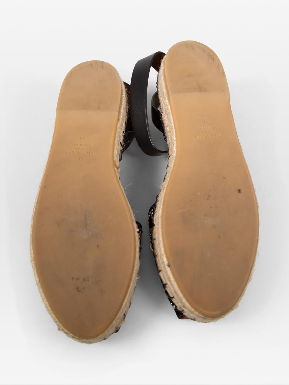 Valentino Garavani Black Suede Studded Espadrilles Size IT 38 In Good Condition For Sale In London, GB