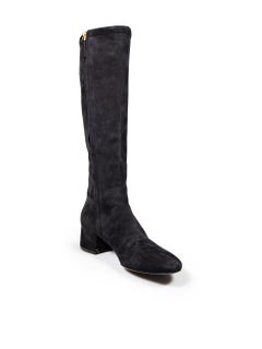 Valentino Garavani Black Suede V Logo Boots Size IT 38.5