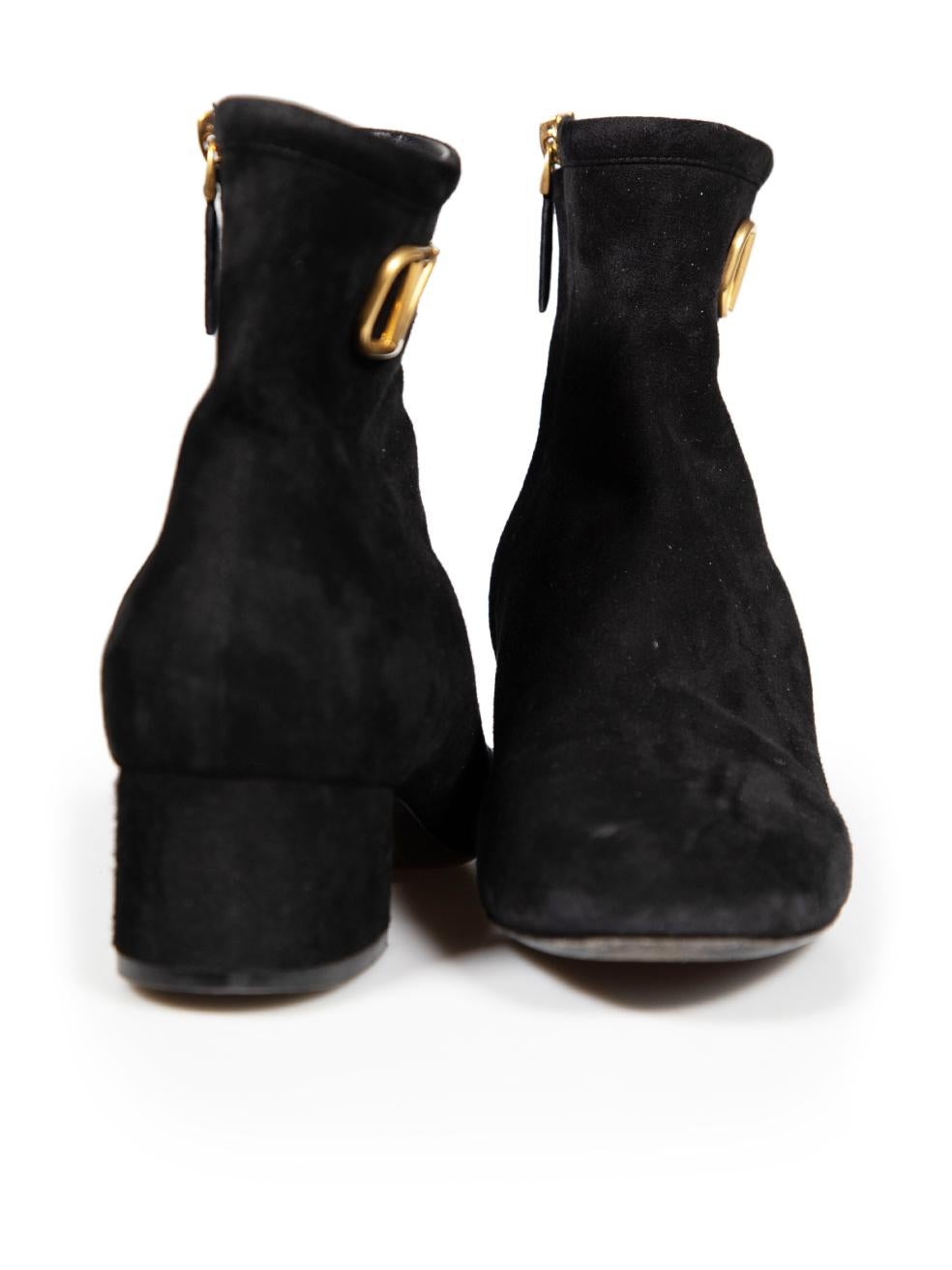 Valentino Garavani Black Suede VLogo Signature Ankle Boots Size IT 39 In Excellent Condition For Sale In London, GB