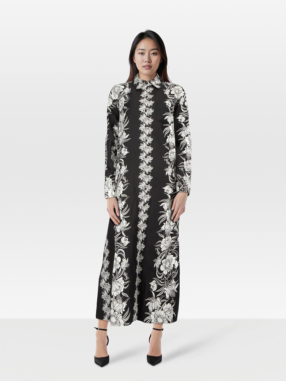 Valentino Garavani Vestito con stampa floreale in bianco e nero taglia XS