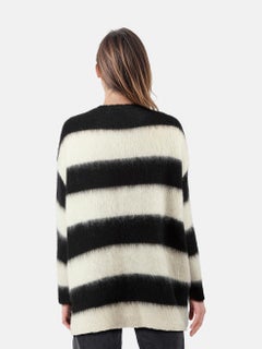Valentino Garavani Black & White Mohair Striped Jumper Size XS