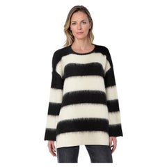 Valentino Garavani Black & White Mohair Striped Jumper Size XS