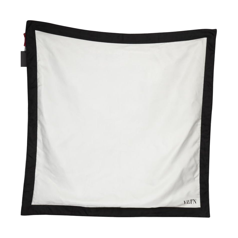 Valentino Garavani Black 
White Silk Quilted Square Scarf