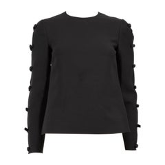 Valentino Garavani Black Wool Bow Detail Long Sleeve Top Size XS