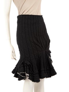Valentino Garavani Black Wool Ruffle Knit Skirt Size M