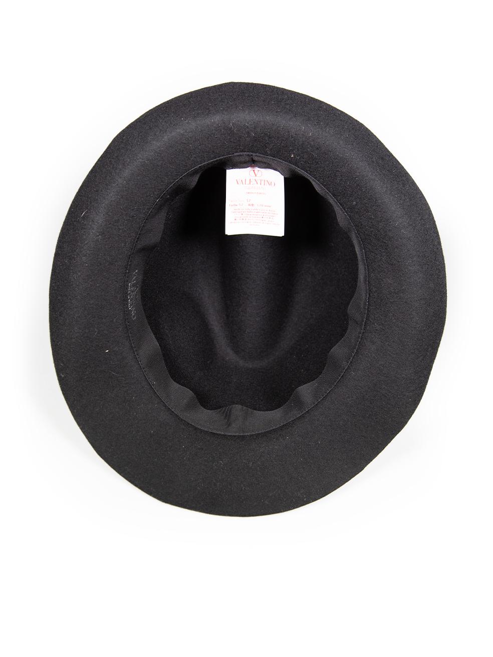 Women's Valentino Garavani Black Wool Studded Fedora Hat For Sale