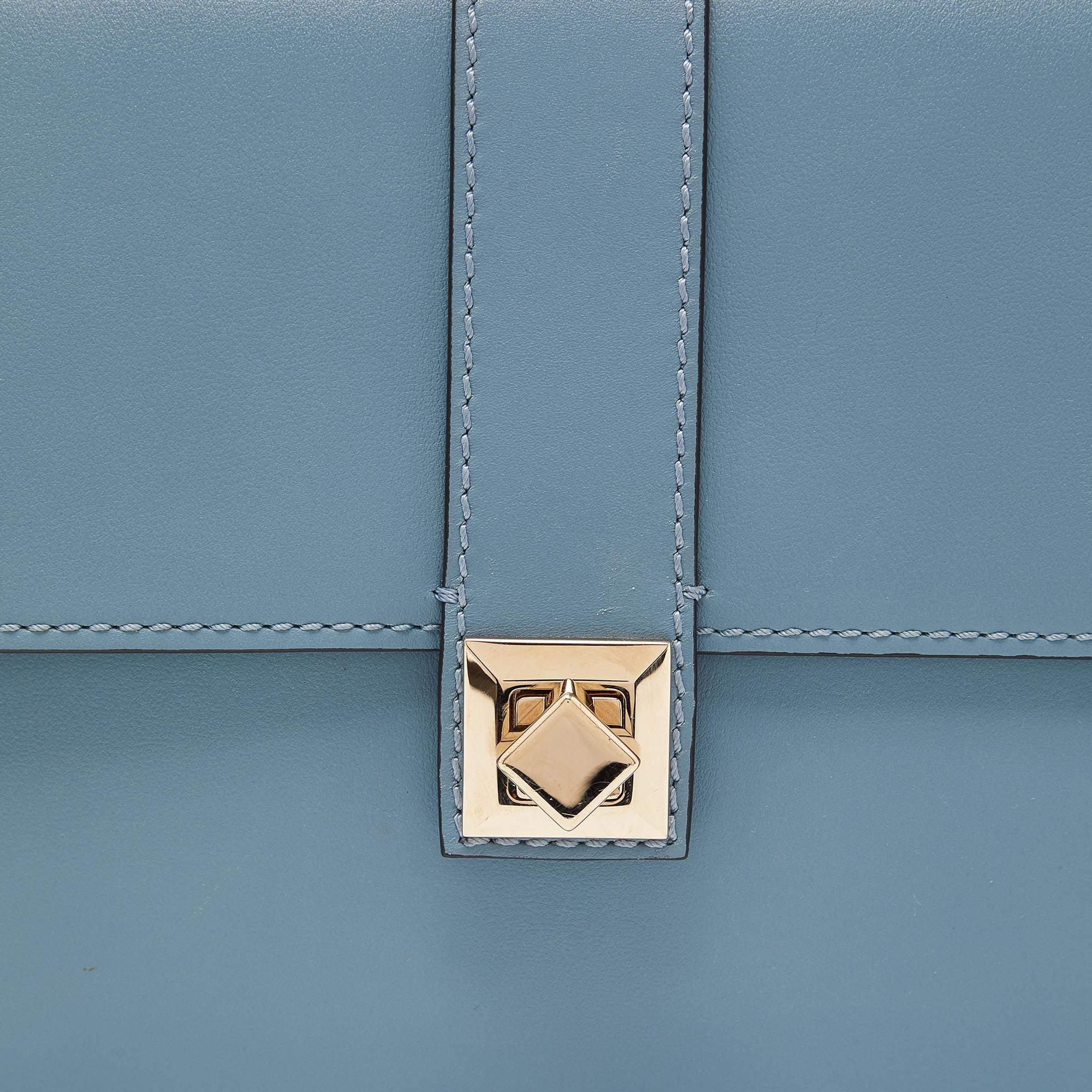 Valentino Garavani Blue Leather Rockstud Flat Shoulder Bag 5