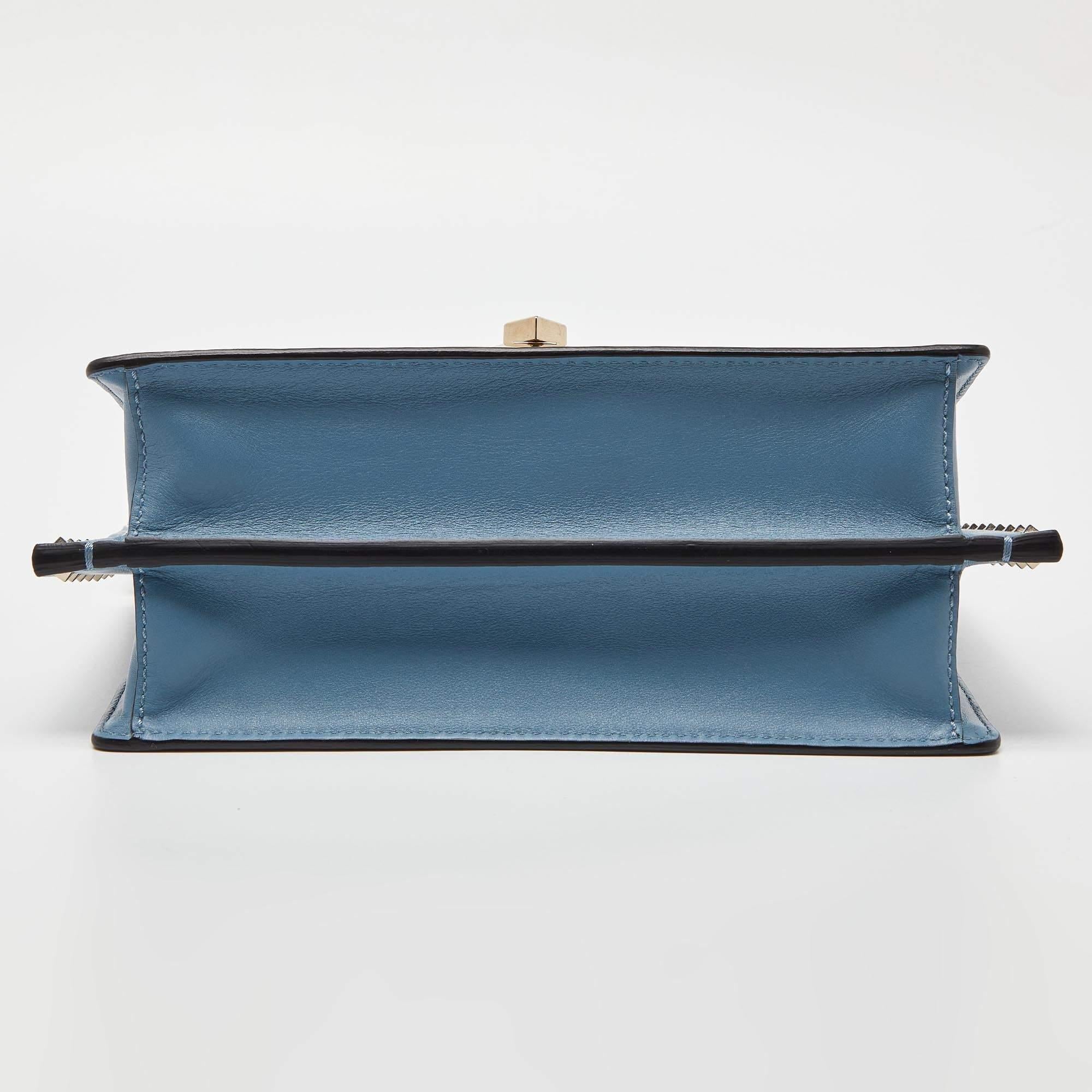 Valentino Garavani Blue Leather Rockstud Flat Shoulder Bag 1