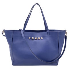 Valentino Garavani Blue Leather Rockstud Tote Shoulder Bag