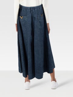 Valentino Garavani Blue Maxi Denim Skirt Size XXXL