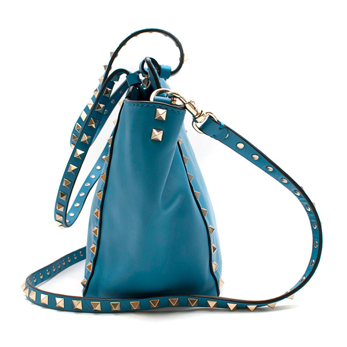Valentino Garavani Blue Rockstud Tote Bag In Good Condition In London, GB