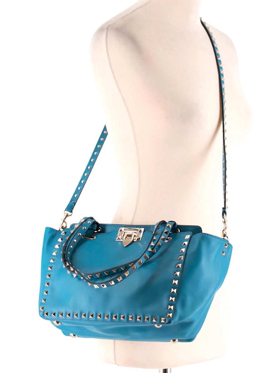 Women's Valentino Garavani Blue Rockstud Tote Bag 