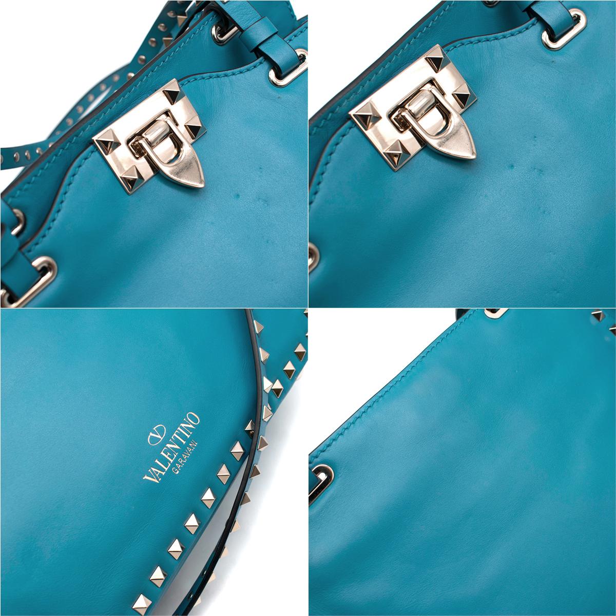 Valentino Garavani Blue Rockstud Tote Bag  2