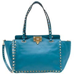 Valentino Garavani Blue Rockstud Tote Bag 