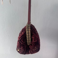 Valentino Garavani Evening Couture Bag in Bordeaux Velvet, 2000s