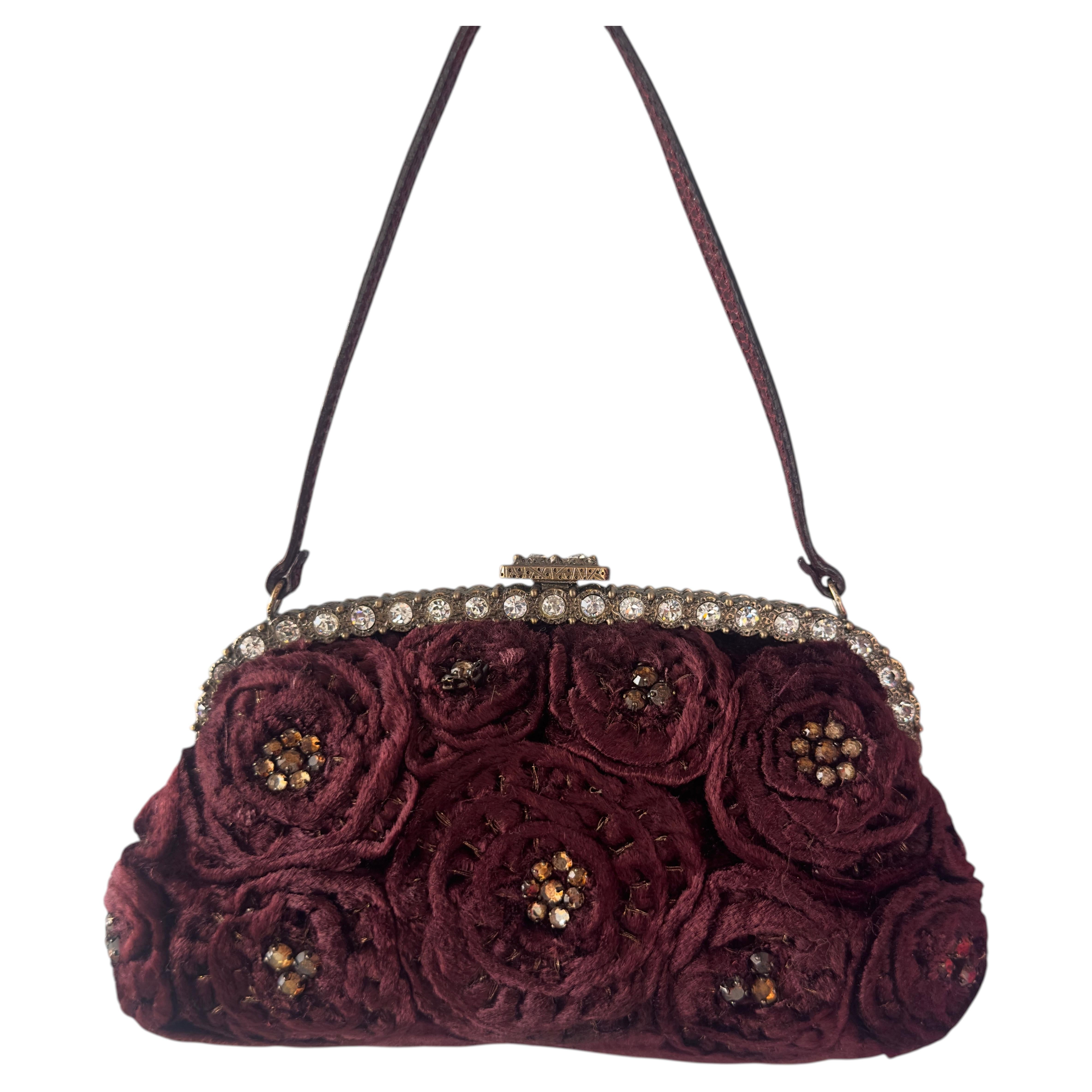 Valentino Garavani Evening Couture Bag in Bordeaux Velvet, 2000s