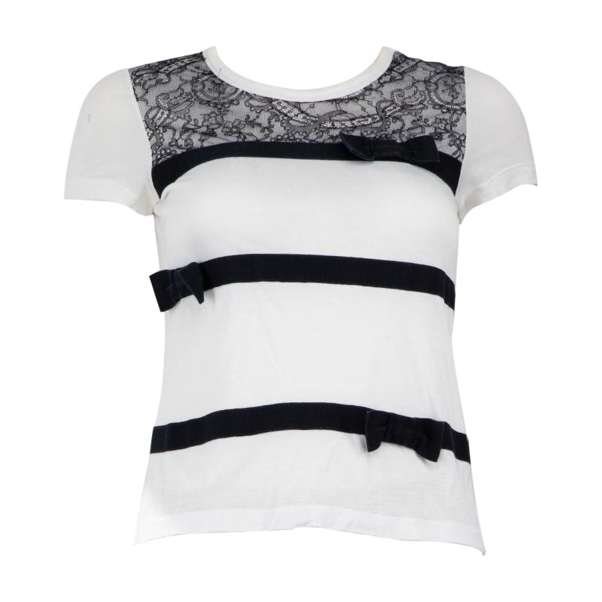 Valentino Garavani Bow Accent Lace Pattern Top Size S