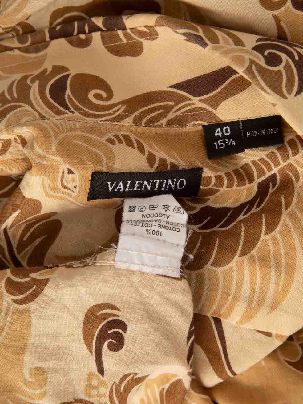 Valentino Garavani Brown Floral Print Shirt Size S For Sale 3