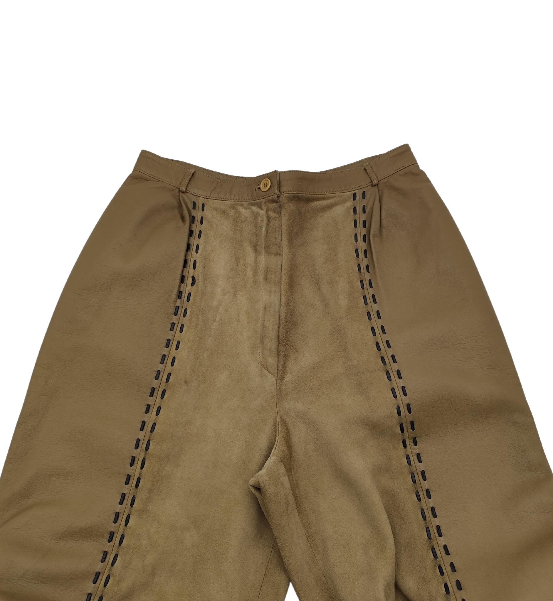 Valentino Garavani Hose aus braunem Leder und Wildleder Damen im Angebot