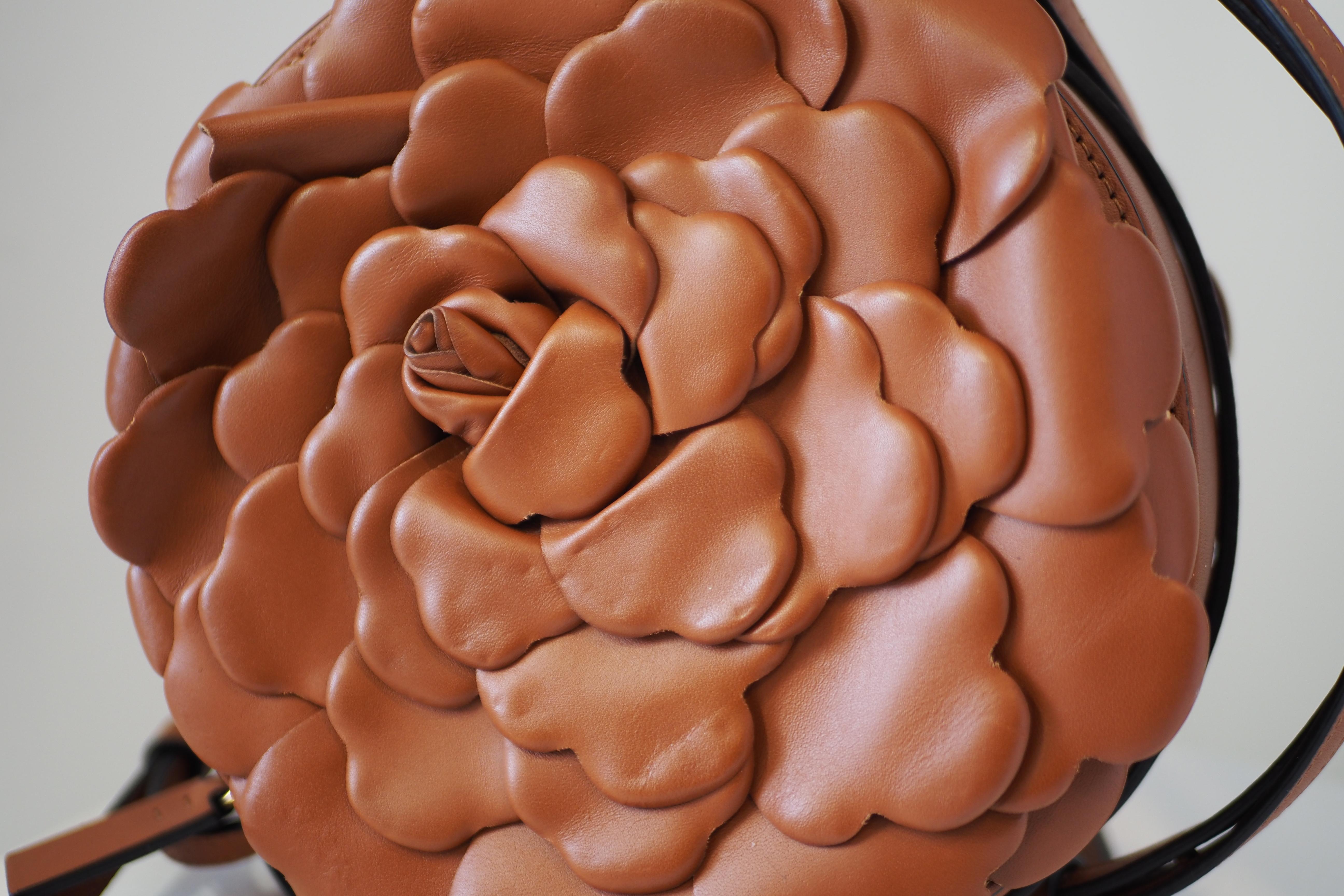 Valentino Garavani brown leather Flower shoulder bag 1